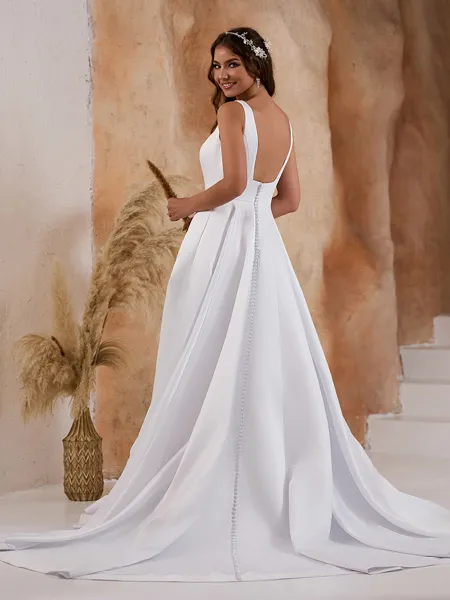 Dreamy A-line Square Satin...