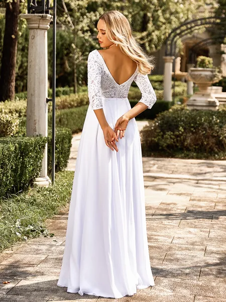 Fashion A-line V-Neck 3/4...