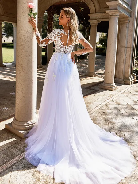 Delicate A-line Scoop Long...