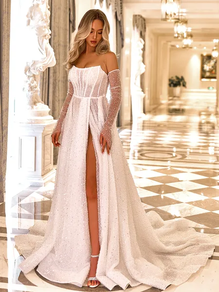 Subtle A-line Straight Long...