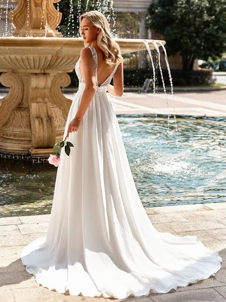 Stunning A-line V-Neck...