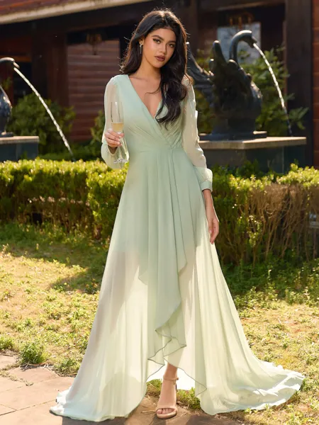 Glam A-line V-Neck Long...