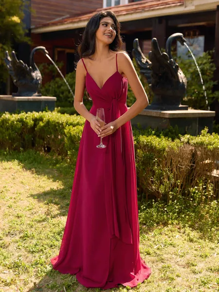 Glam A-line V-Neck Pleated...