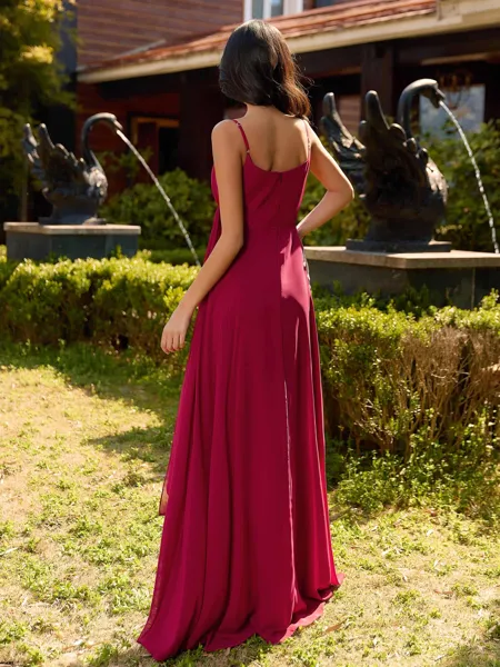 Glam A-line V-Neck Pleated...