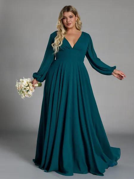 Opulent A-line V-Neck Long...