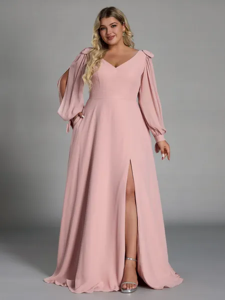 Glamorous A-line V-Neck...