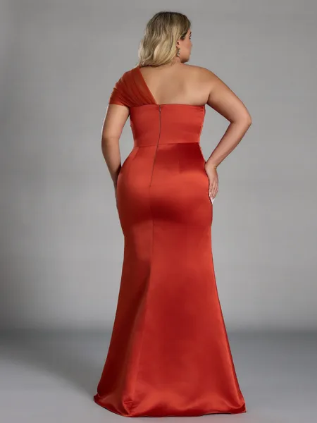 Trendy Sheath One-Shoulder...