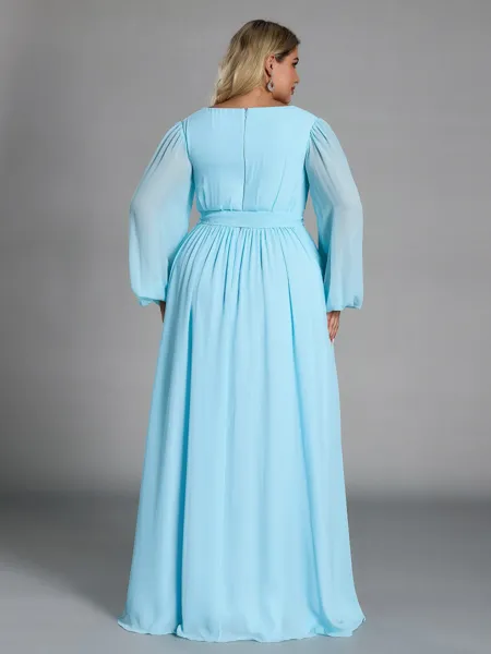 Elegant A-line V-Neck Long...