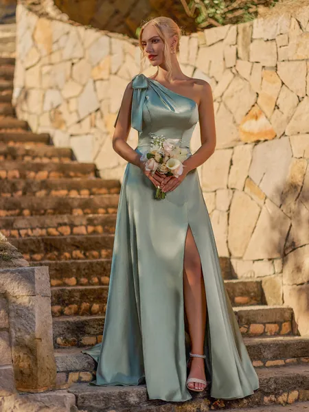 Unique A-line One-Shoulder...