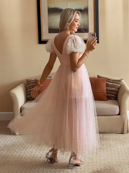 Glamorous A-line V-Neck...