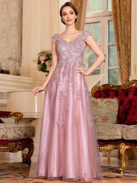 Regal A-Line Tulle Applique...