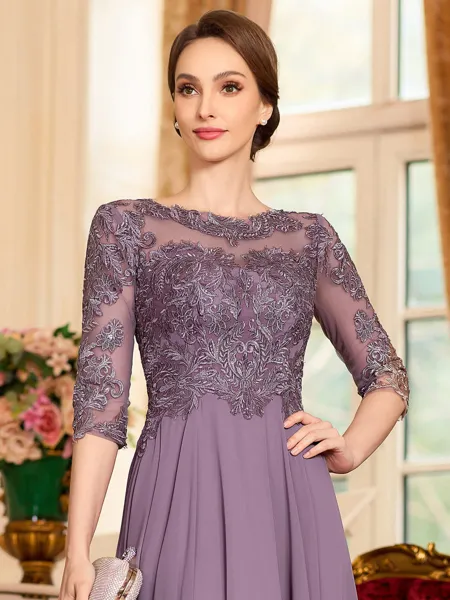 Chic A-Line Chiffon Lace...