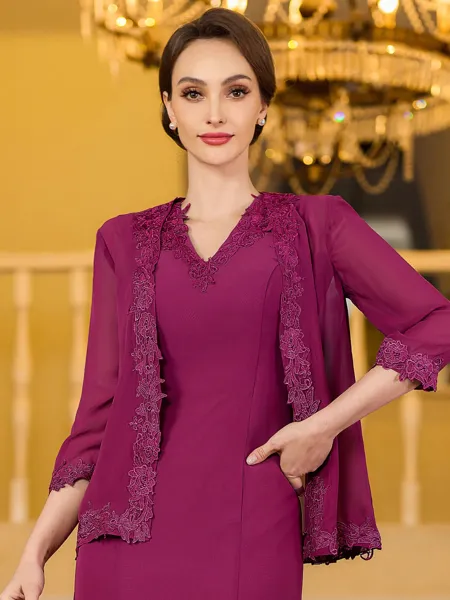 Modest Sheath Chiffon...