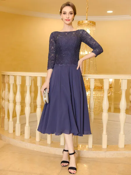Noble A-Line Chiffon Lace...