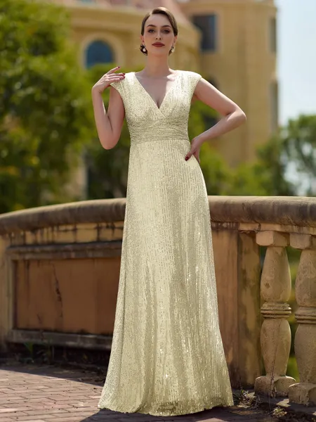 Chic A-line V-Neck Pleated...