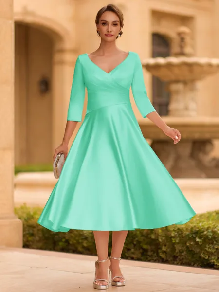 Refined A-line V-Neck 3/4...