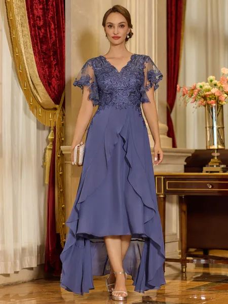 Unique A-line V-Neck Short...