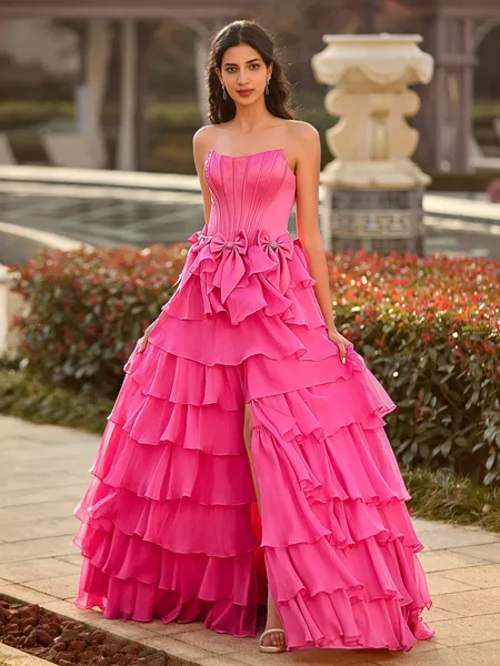 Fashion A-line Straight Bow...