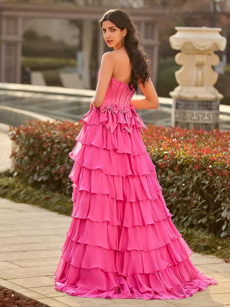 Fashion A-line Straight Bow...