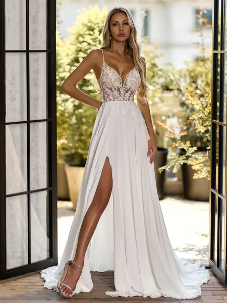 Captivating A-line V-Neck...