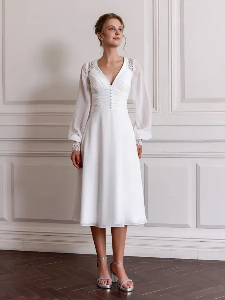 Fashion A-line V-Neck Long...