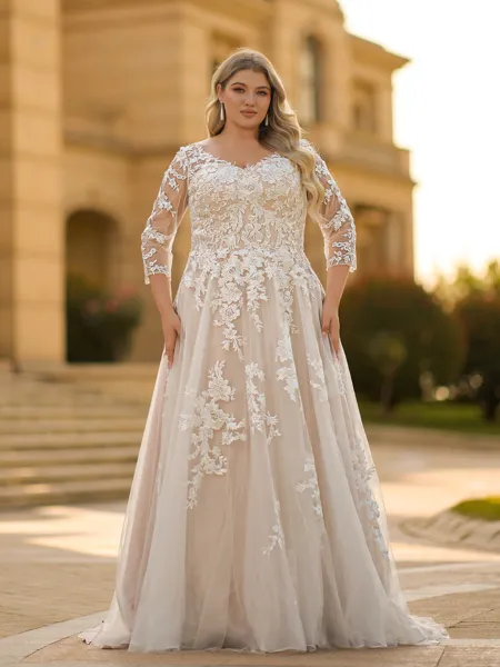 Trendy A-line V-Neck 3/4...