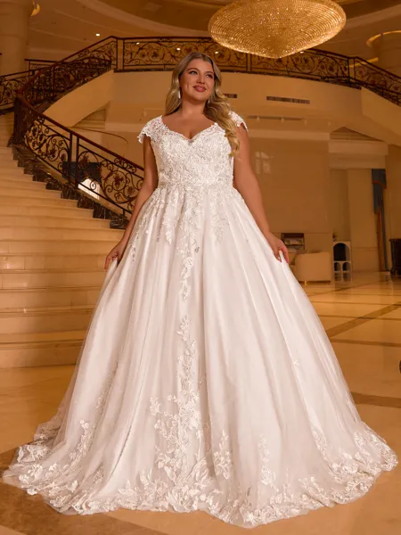 Glamorous A-line V-Neck...