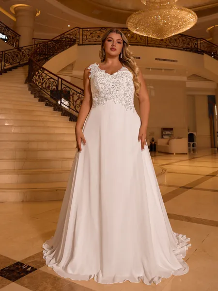 Elegant A-line V-Neck...