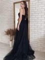 A-line Charming Spaghetti Straps Other Sweep Train Corset Prom Dress With Slit