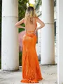 Charming Sheath/Column V-Neck Sweep Train Sequins Prom Dress With Slit