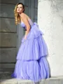 A-line Spaghetti Straps Sweep Train Tulle Corset Prom Dress