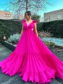 Stunning A-line V-neck Chiffon Prom Dress With Ruffles