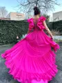 Stunning A-line V-neck Chiffon Prom Dress With Ruffles