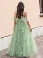 Flattering A-line Cold Shoulder Floor-Length Lace Prom Dress With Slit