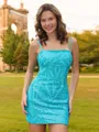 Charming Sheath Spaghetti Straps Sequin Short/Mini Corset Homecoming Dress