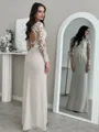 Statuesque Sheath Scoop Appliques Lace Floor-Length Chiffon Mother Of The Bride Dress
