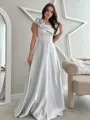 Rhythmic A-Line One Shoulder Flower Floor-Length Satin Corset Mother Of The Bride Dress