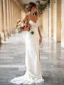 Sheath/Column V-Neck Curve-enhancing Sleeveless Sweep Train Stretch Crepe Wedding Dresses