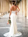 Sheath/Column V-Neck Curve-enhancing Sleeveless Sweep Train Stretch Crepe Wedding Dresses