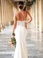 Sheath/Column V-Neck Curve-enhancing Sleeveless Sweep Train Stretch Crepe Wedding Dresses