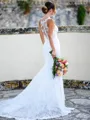 Sheath/Column Scoop Exquisite Sleeveless Court Train Lace Wedding Dresses