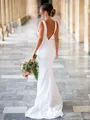 Sheath/Column Pretty V-Neck Stretch Crepe Court Train Wedding Dress