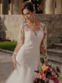 Perfect Mermaid V-Neck Appliques Lace Chapel Train Tulle Wedding Dress