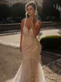 Glam Mermaid Off-the-Shoulder Appliques Lace Cathedral Train Tulle Wedding Dress