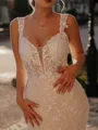 Glam Mermaid Off-the-Shoulder Appliques Lace Cathedral Train Tulle Wedding Dress