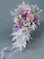 Colorful Cascade Silk Flower Bridal Bouquets