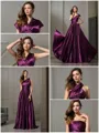 A-line Sleeveless Sweep Train Chic Silk like Satin Bridesmaid Dress With Pleats