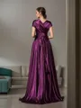 A-line Sleeveless Sweep Train Chic Silk like Satin Bridesmaid Dress With Pleats
