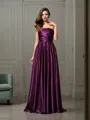 A-line Sleeveless Sweep Train Chic Silk like Satin Bridesmaid Dress With Pleats