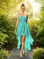A-line Sweetheart Sleeveless Asymmetrical Dreamy Chiffon Bridesmaid Dress With Beading